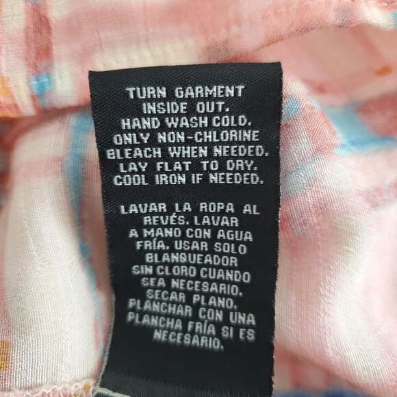 Zac & Rachel Womens Pink Plaid Blouse Size XL Smocked Tie Ruffled Neck Peasant - Picture 6 of 10